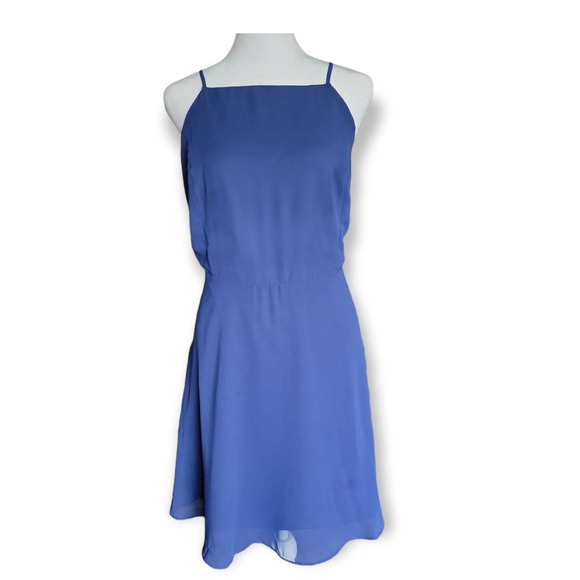 Lulu's Mini Letters Of Love Backless Chiffon Dress Size XL Navy Blue - Picture 5 of 16